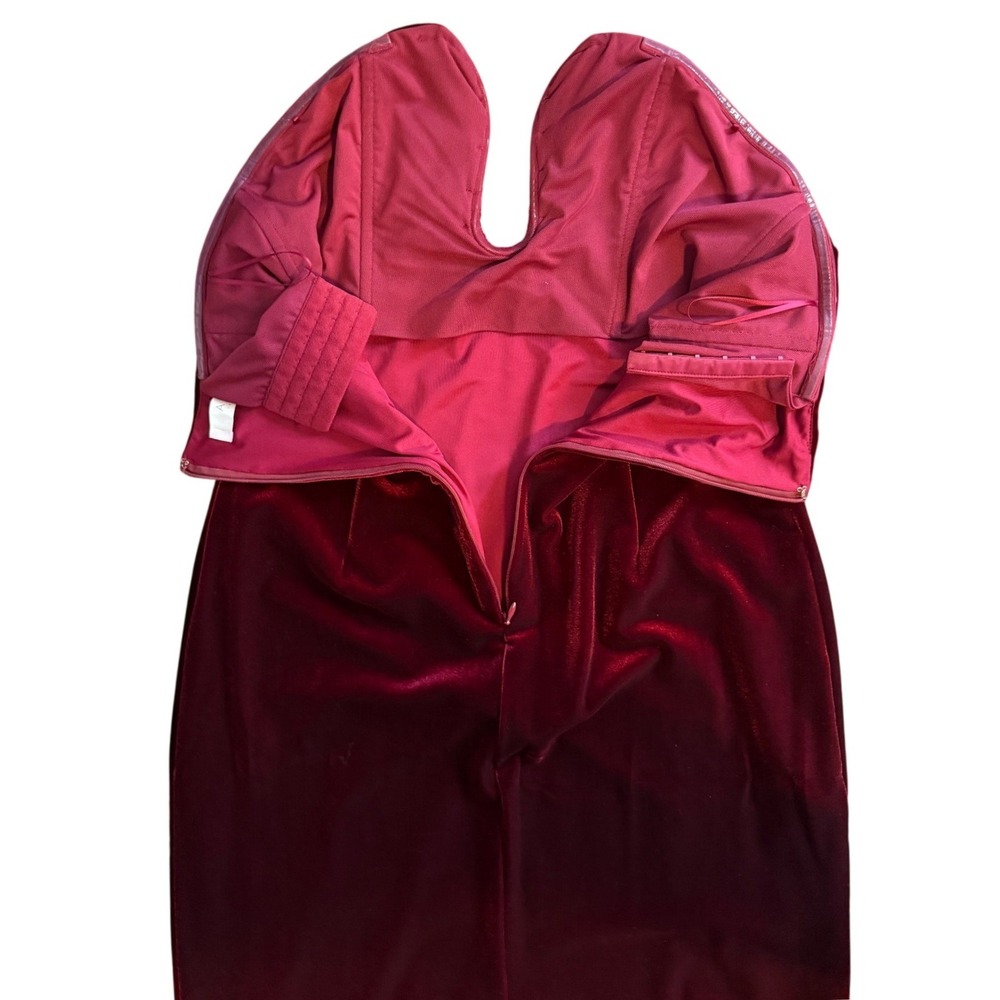 ASTR The Label Arista Burgundy Velvet Strapless U-Wire Ruched Midi Dress Large - Picture 6 of 11